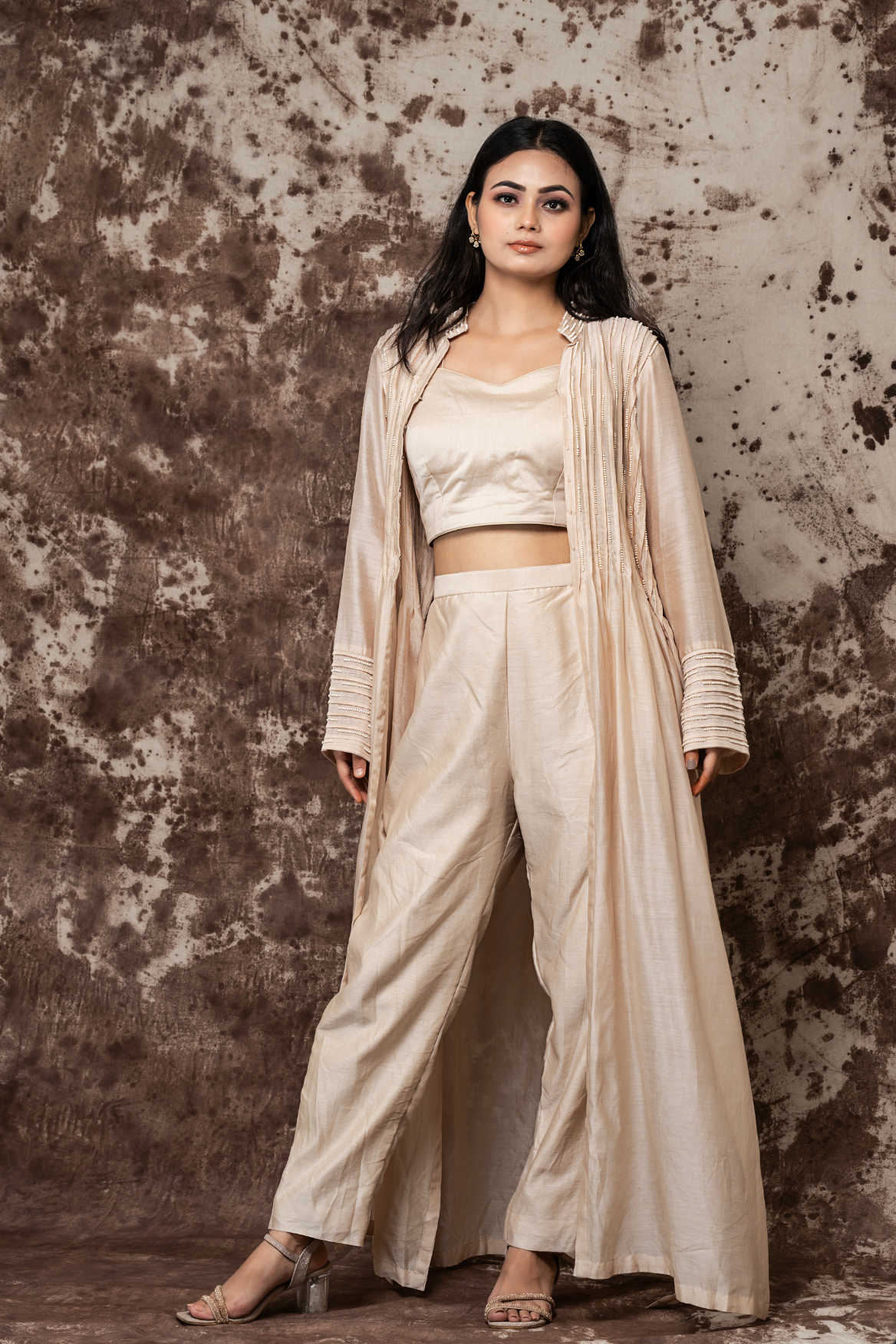Indo-western tunic with bustier and straight pants