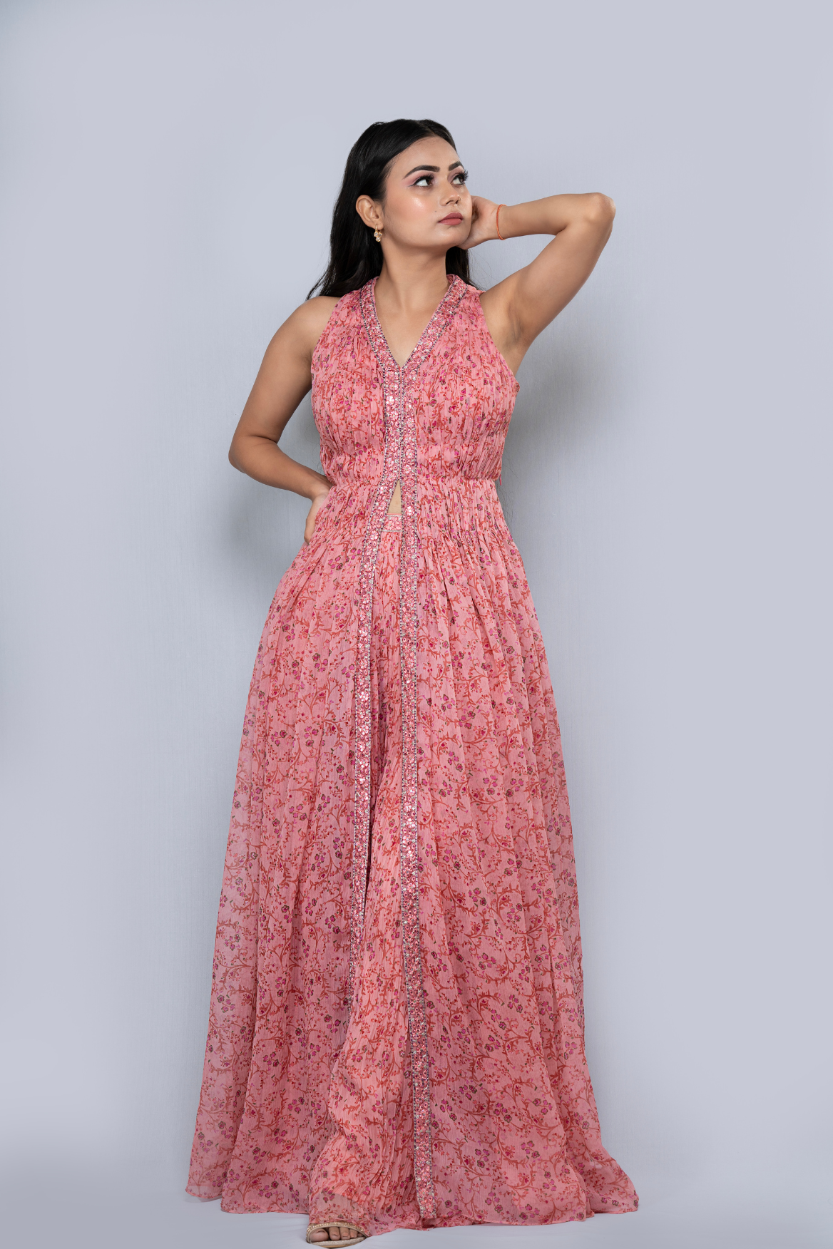 Indo-western ruched top with palazzo