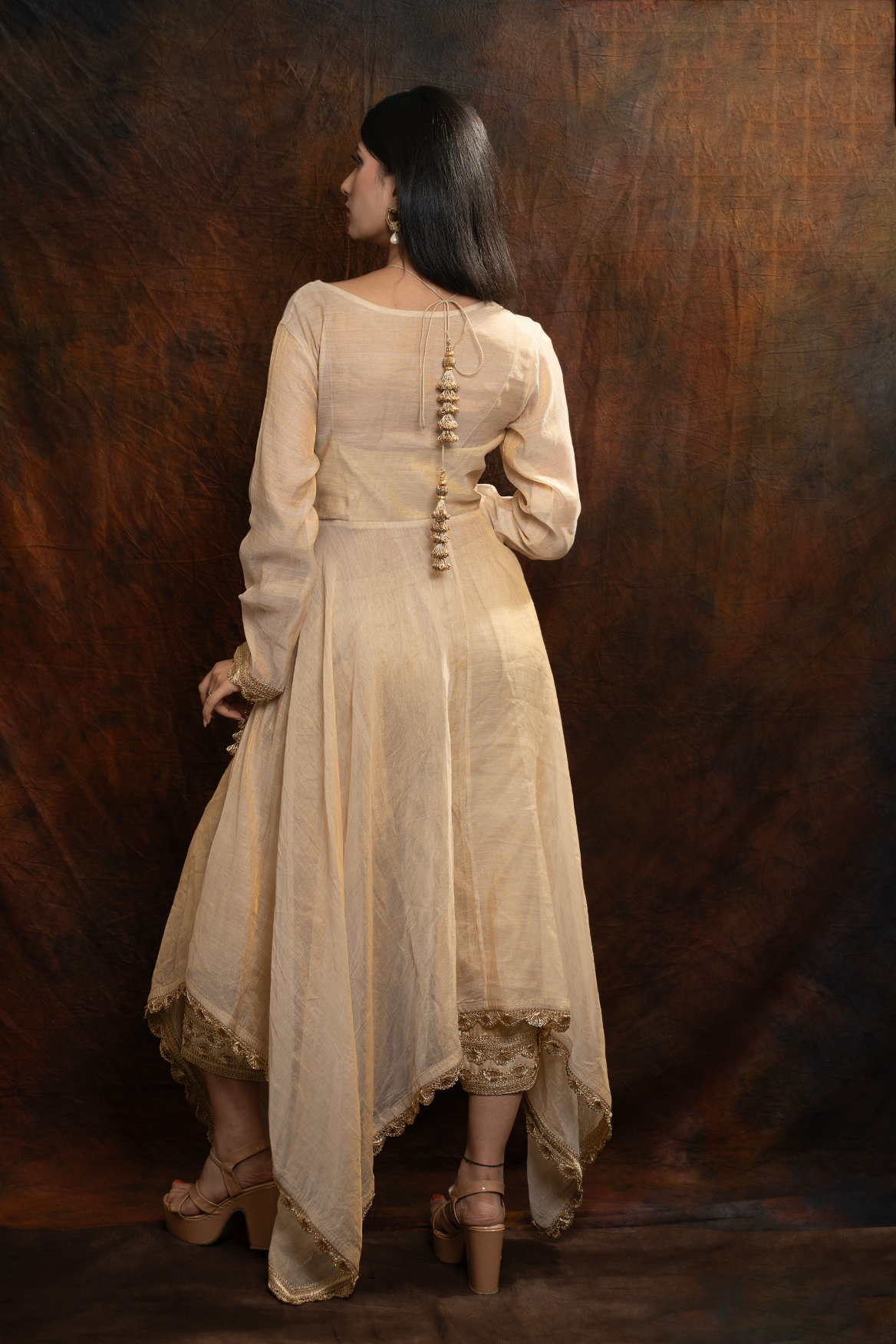 Cotton tissue asymmetrical Anarkali