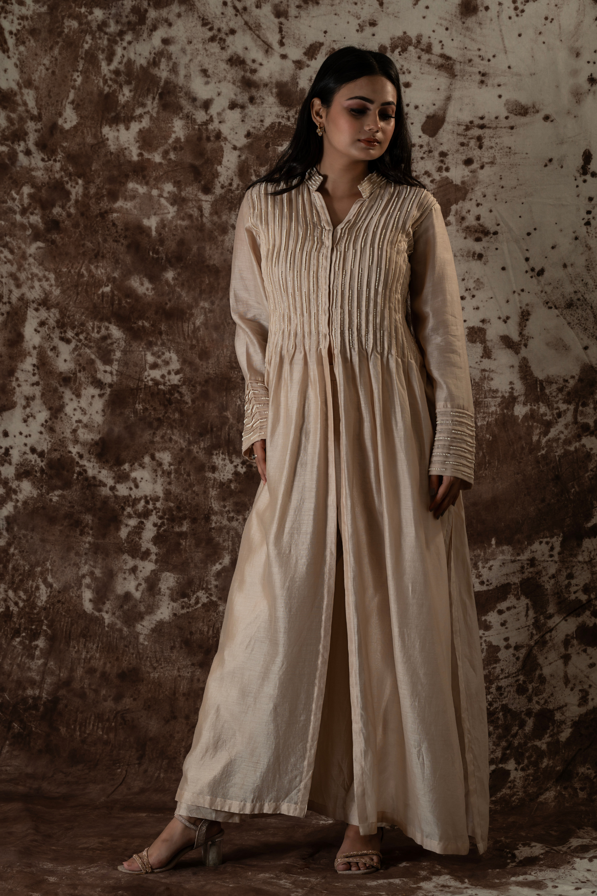Indo-western tunic with bustier and straight pants