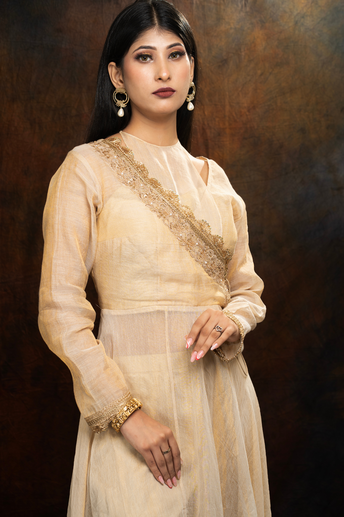 Cotton tissue asymmetrical Anarkali