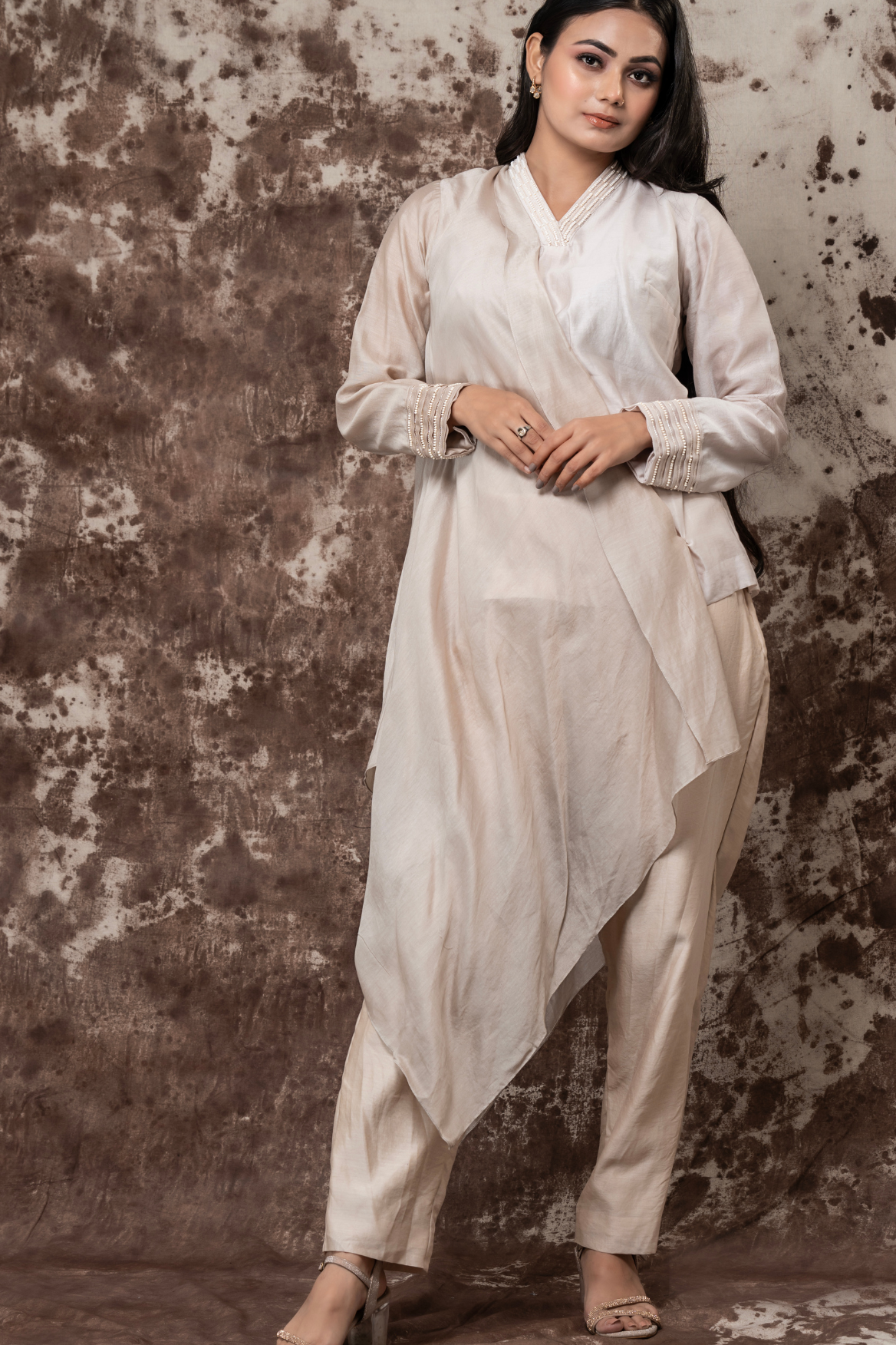 One shoulder draped co-ord set