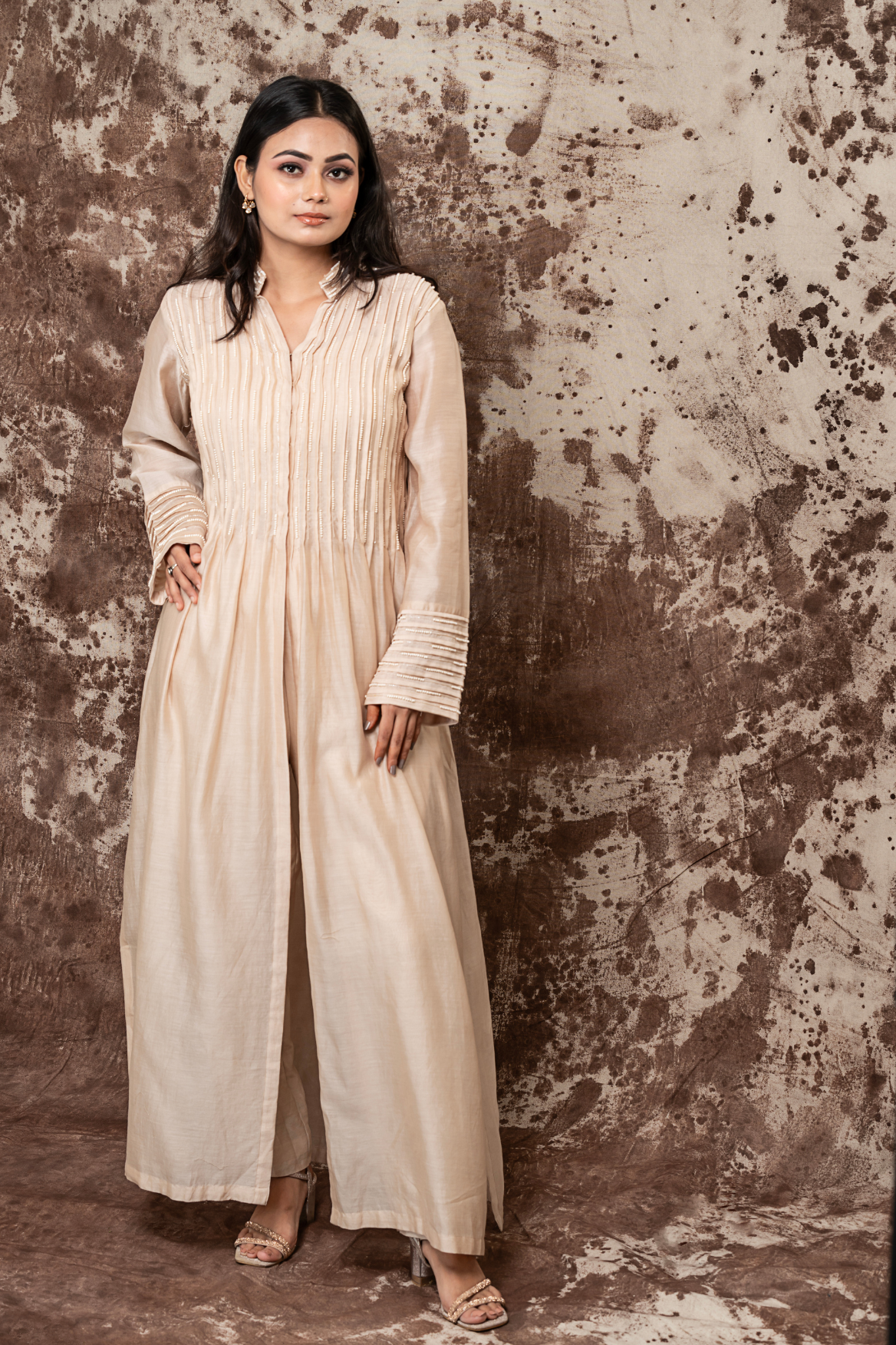 Indo-western tunic with bustier and straight pants