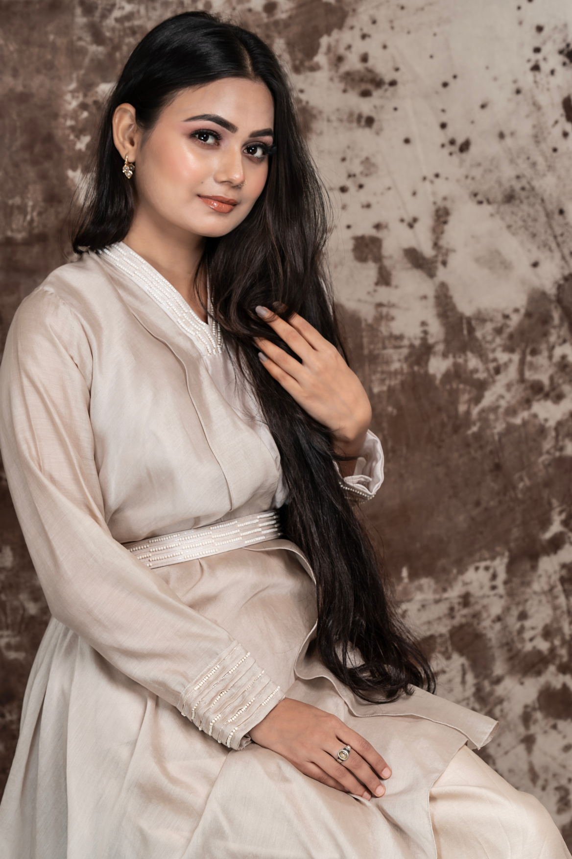One shoulder draped co-ord set