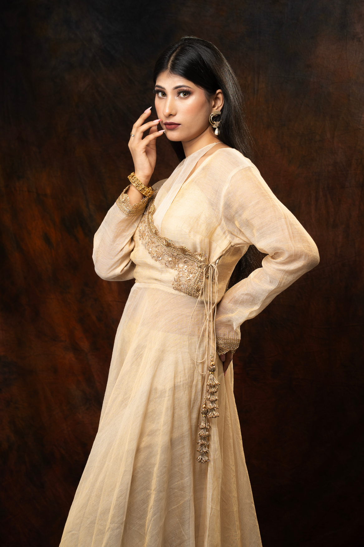 Cotton tissue asymmetrical Anarkali