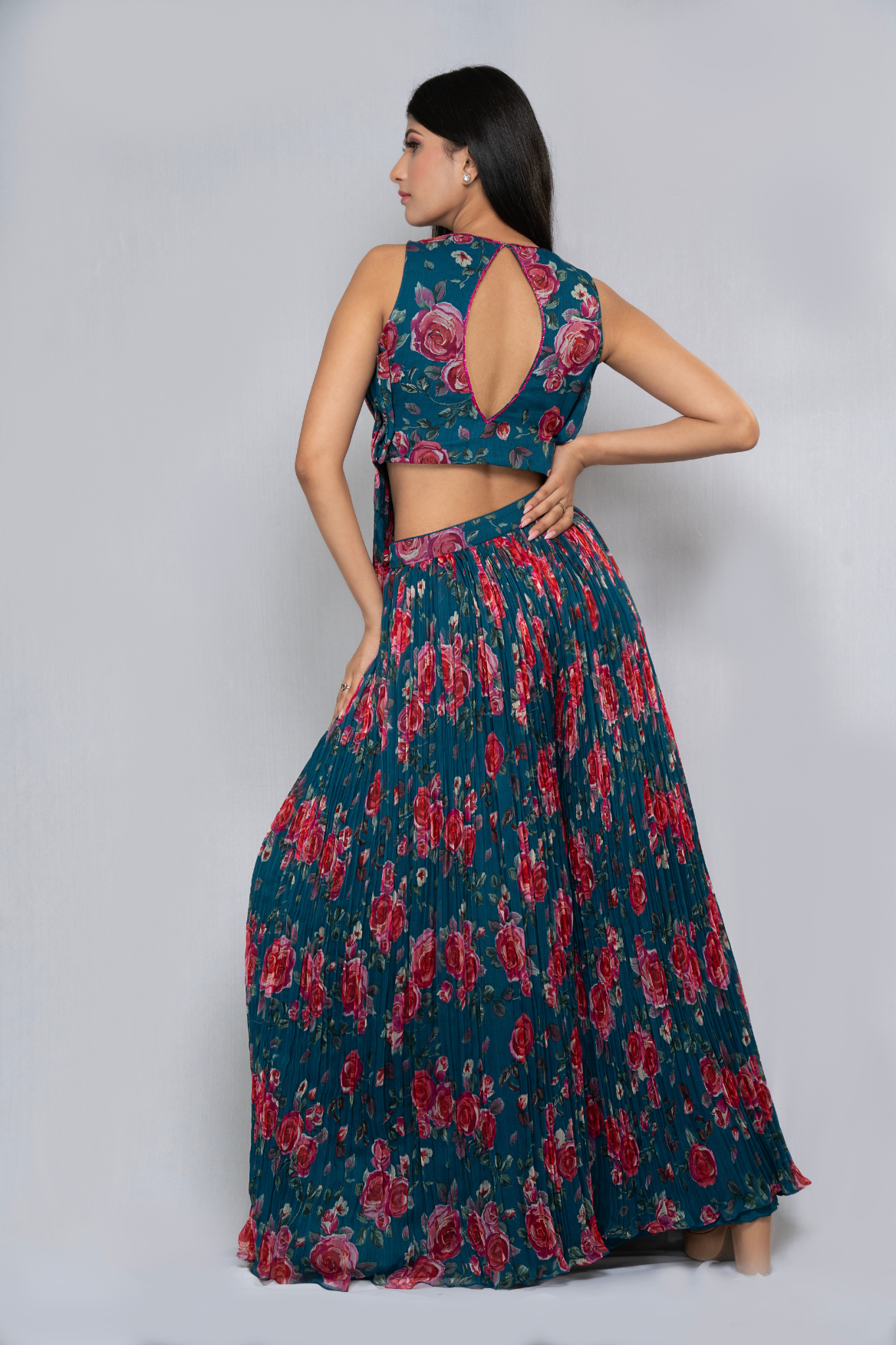 Indo-western ruched top with palazzo