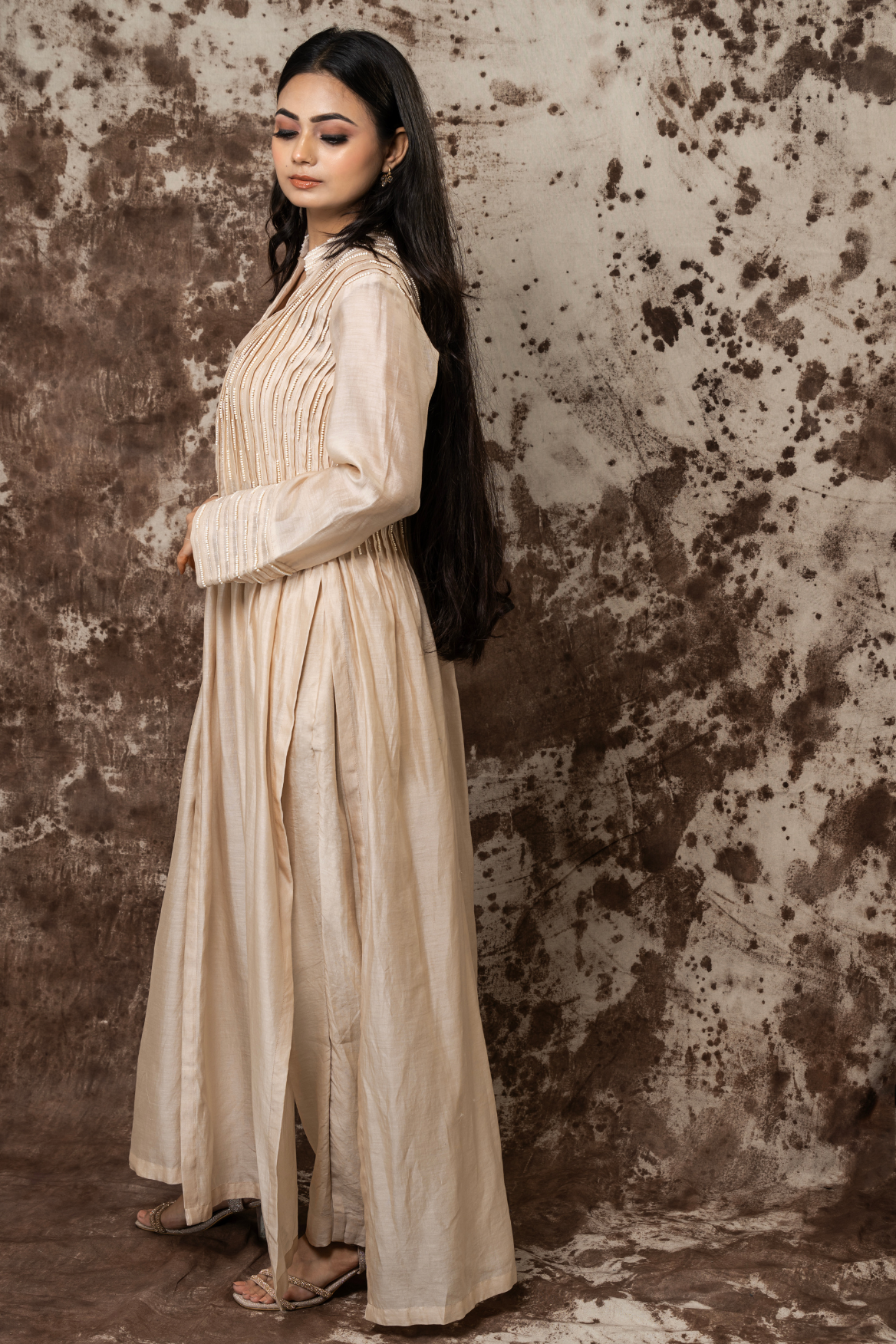 Indo-western tunic with bustier and straight pants