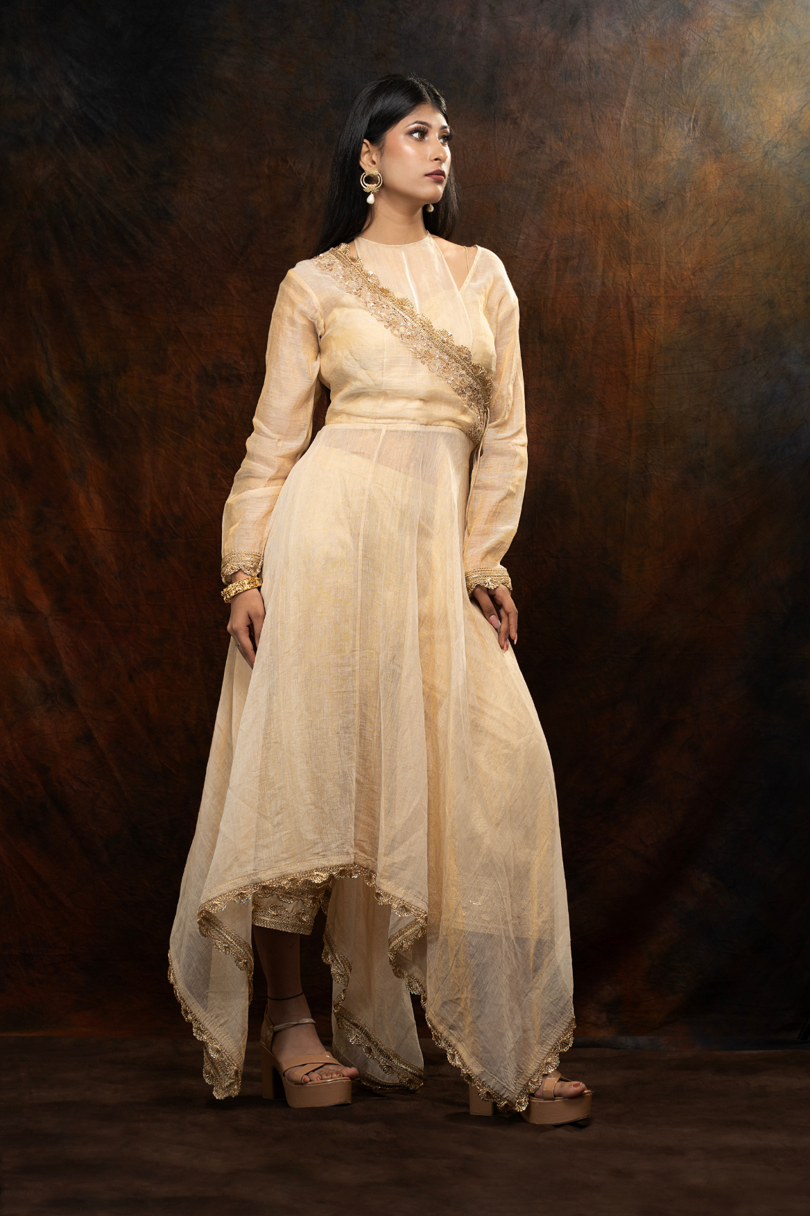 Cotton tissue asymmetrical Anarkali