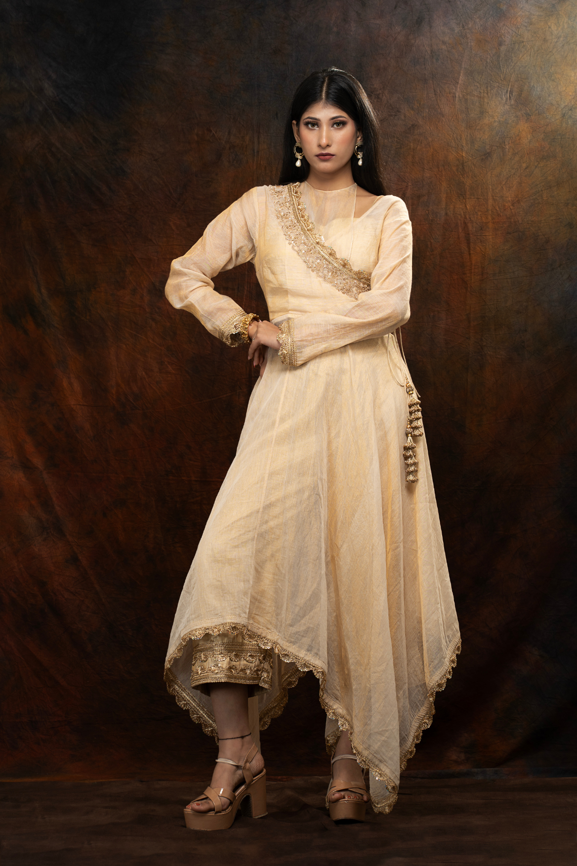 Cotton tissue asymmetrical Anarkali