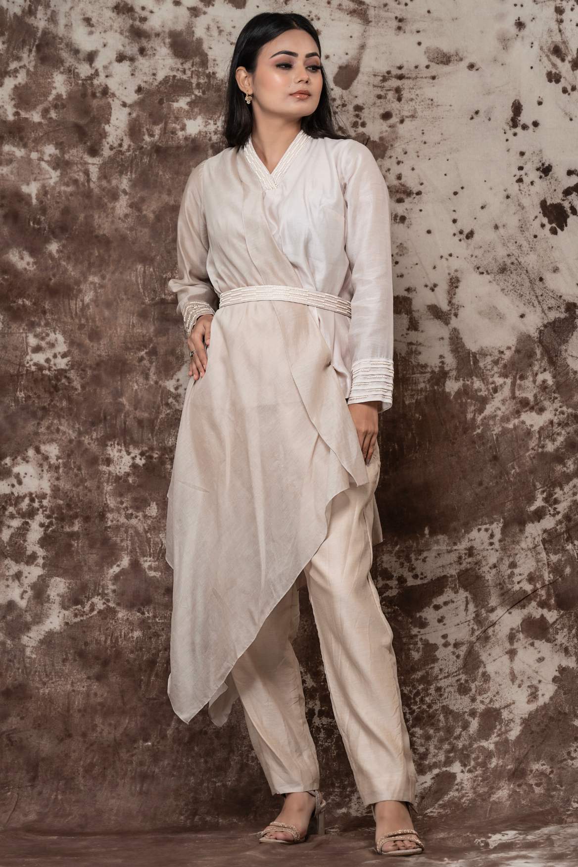 One shoulder draped co-ord set