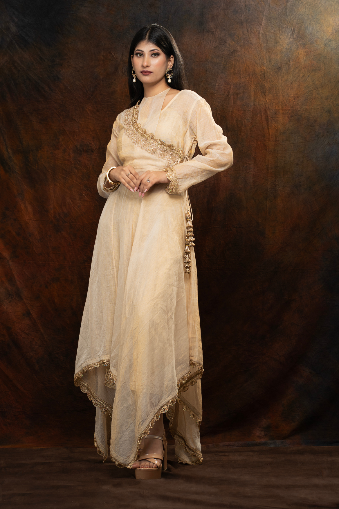 Cotton tissue asymmetrical Anarkali